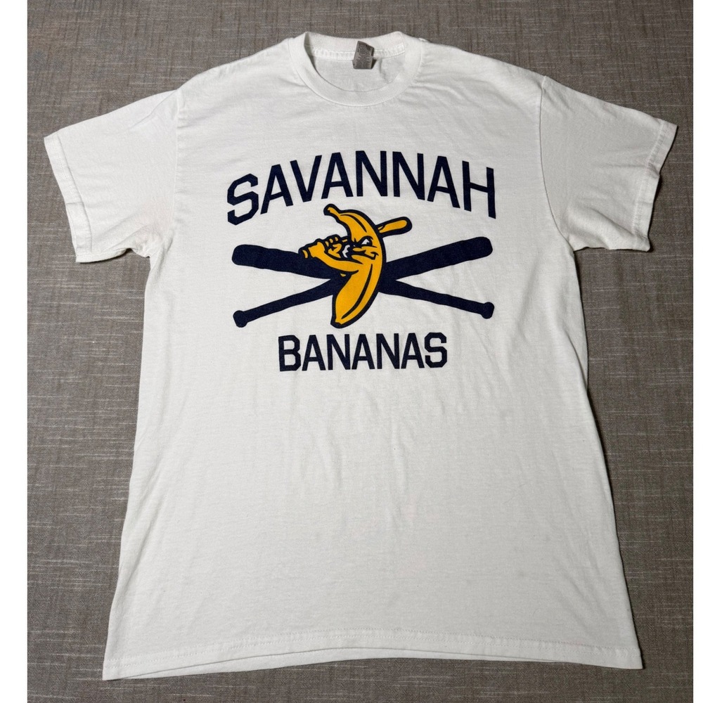 Savannah Bananas Baseball Graphic T-Shirt White Short Sleeve Crewneck Tee